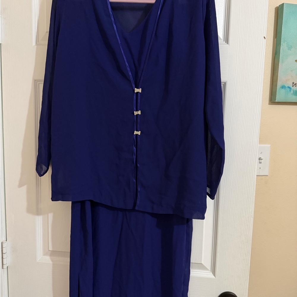 Women's Royal Blue Two-Piece Skirt Set